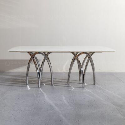 Hotel Luxury Home Furniture Silver Legs Dining Room Furniture Table