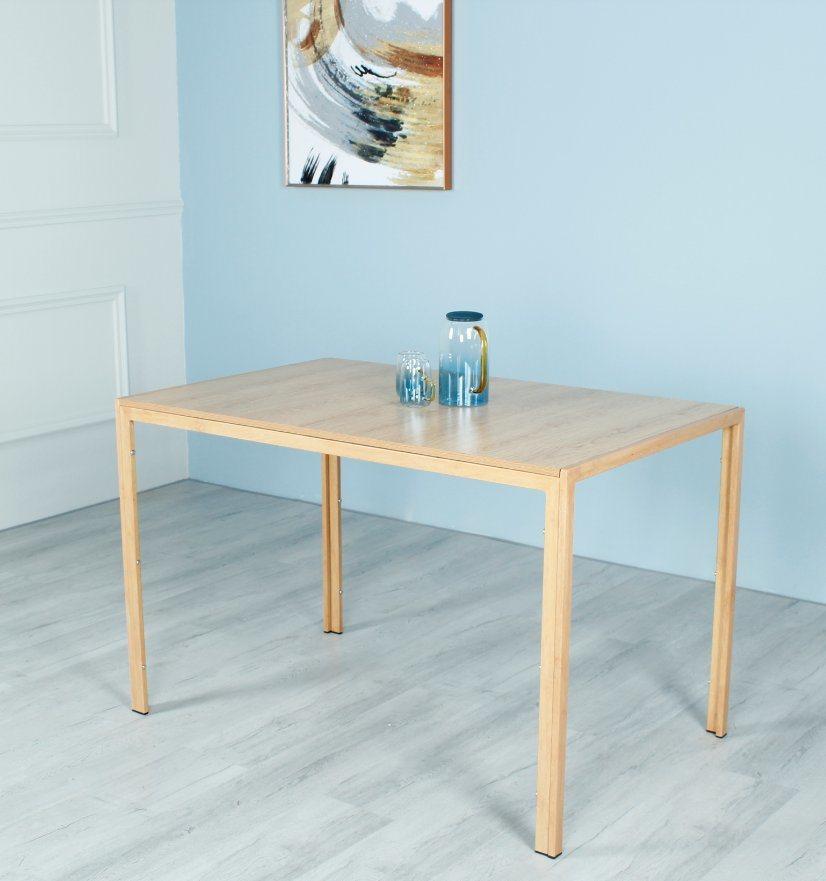 Home Livining Room Kitchen Room Furniture MDF Table Top Dining Table with Coated Steel Tube Leg