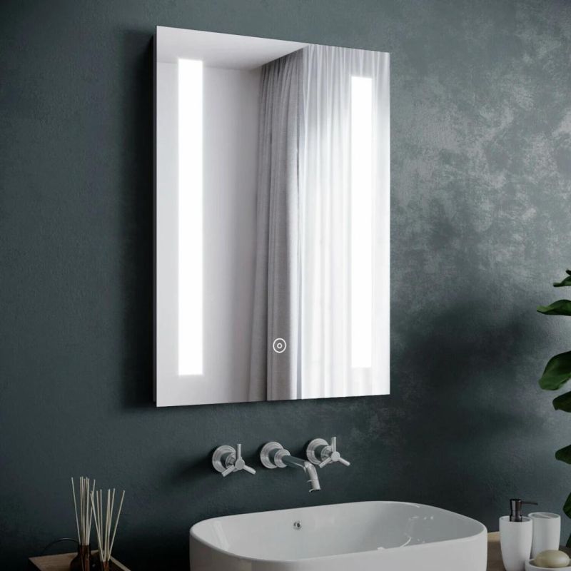 LED Illuminated Bathroom Mirror with LED Lights Demister Touch Sensor Vertical