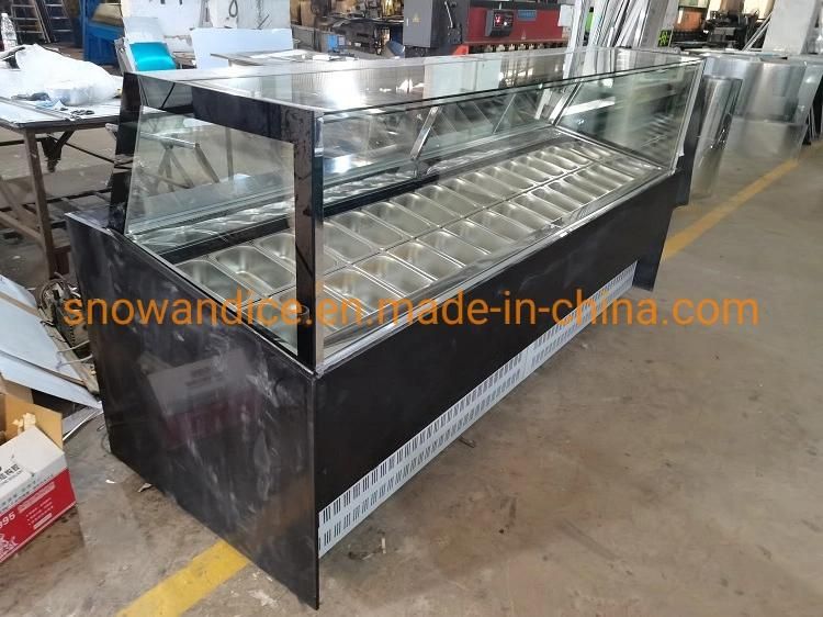 Commercial 30 Tray Gelato Ice Cream Displays Host External Ice Cream Showcase