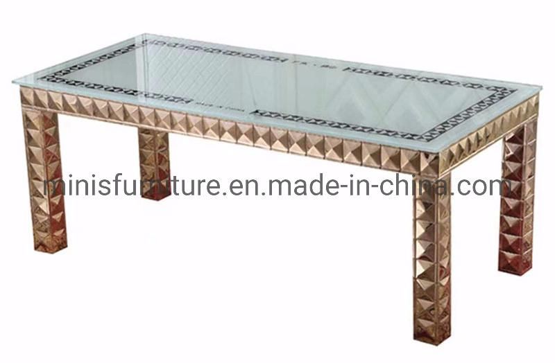 (MN-DT06) Hotel/Restaurant Wedding Banquet Glass Metal Dining Tables