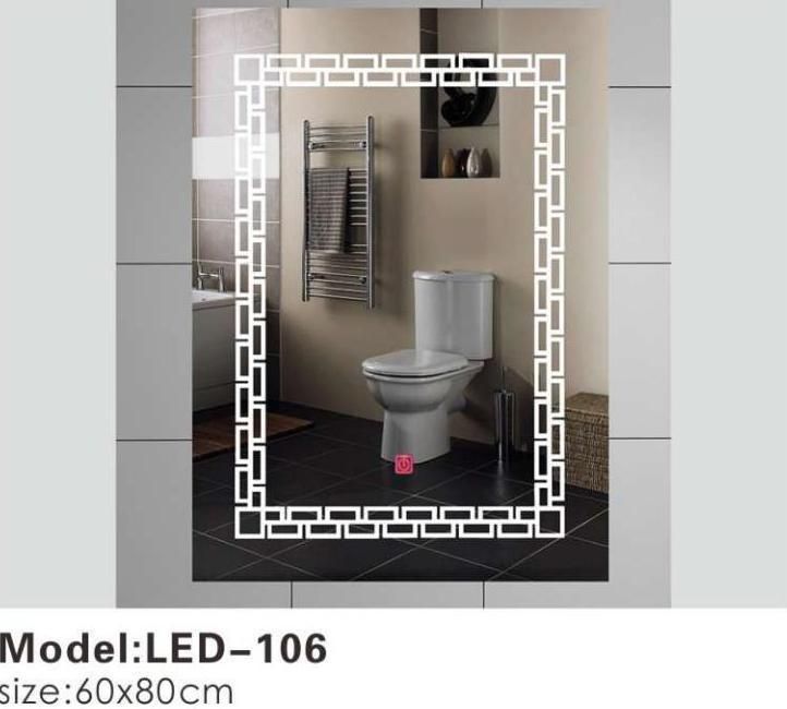 Frameless White Yellow Illuminated LED Dressing Bathroom Vanity Wall Mirror