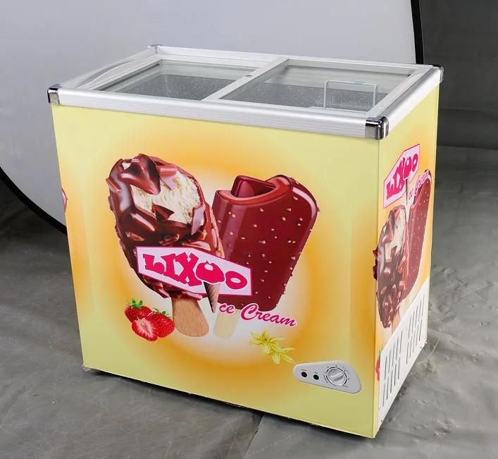 Display Showcase with Sliding Glass Door for Freezing Drinks in Super Market