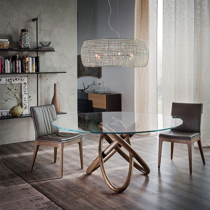 Cfd-02 Round Dining Table //Toughened Glass Top //Ash Solid Wood