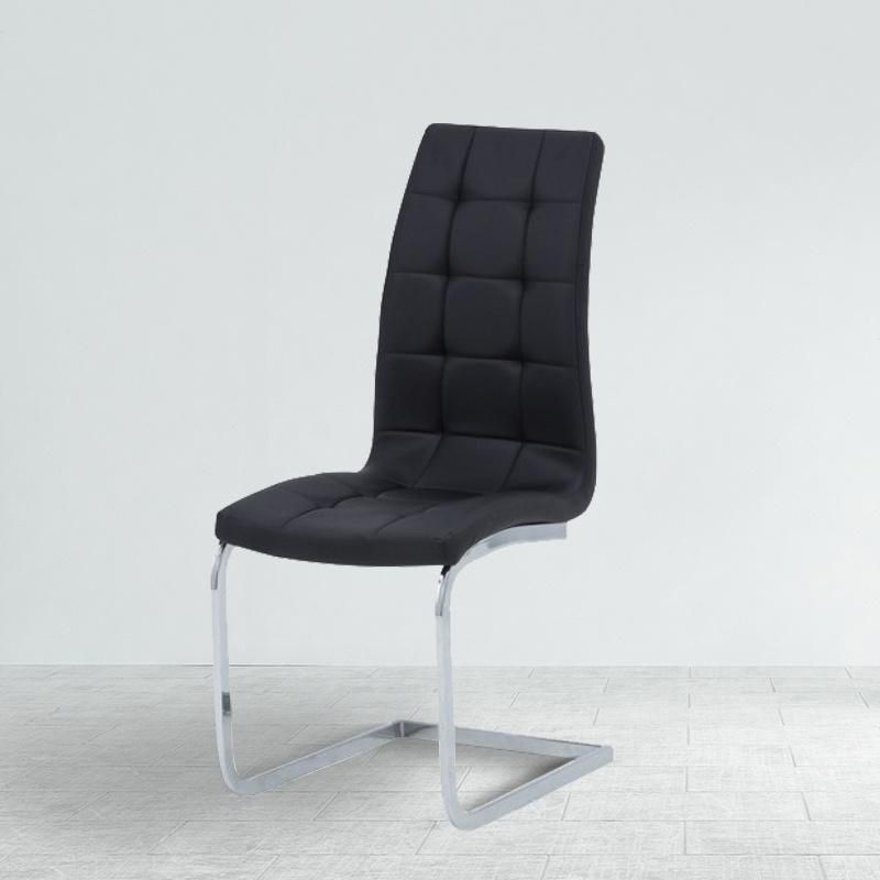 Nordic Home Office Restaurant Furniture PU Leather Dining Chair with Chromed Leg