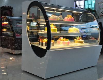 Curved Glass Design Cake Display Showcase with LED Lights
