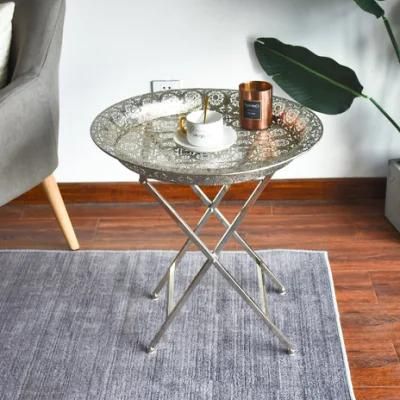 Arabian Hot Sale Luxury Style Gold Metal Exquisite Hollow Foldable Small Table in Living Room