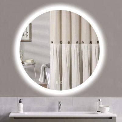 China Factory Round Bathroom Mirror with LED Lights Anti-Fog Circle Wall Mirror Furniture for Home Decoration Luxury Interior