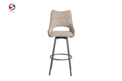 Hot Selling Cafe Bar Restaurant Furniture Modern Design Lounge Metal Stool Bar Chair Black Metal Frame Fabric Coffee Bar Chair