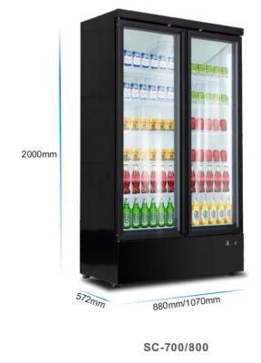 Cheap Price Luxury Vertical Glass Door Display Cabinet 700L Cold Drink Display Freezer for Supermarket