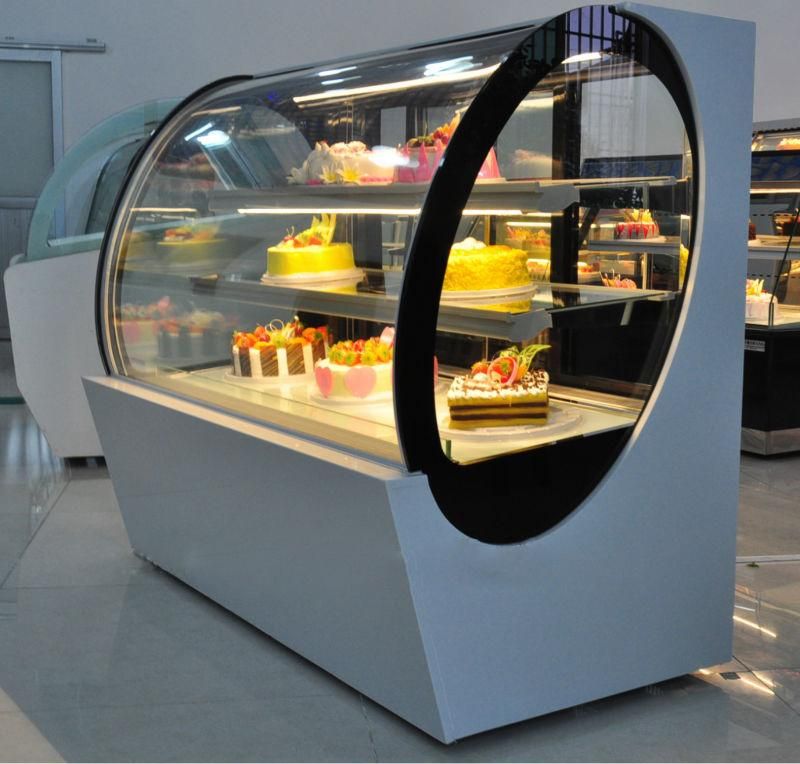 Bakery Refrigerated Marble Curved Glass Cake Showcase Cooler