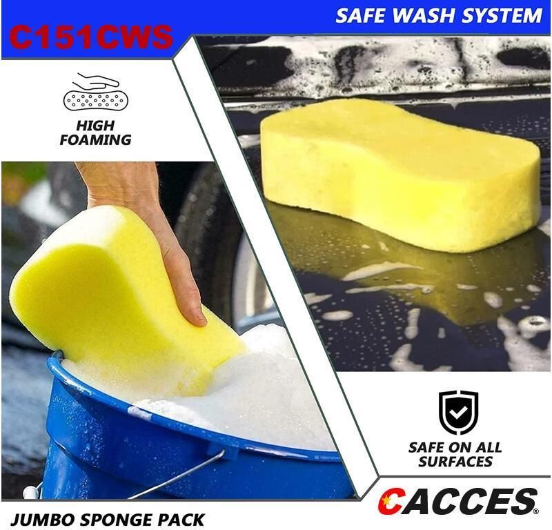 Jumbo Sponge Car Care Pad Cleaning Foam Pad Sponge Pad for Car Cleaing, Wash, Detailing Valeting Car Wash Tool Household Kitchen, Office, Window, Glass, Washing