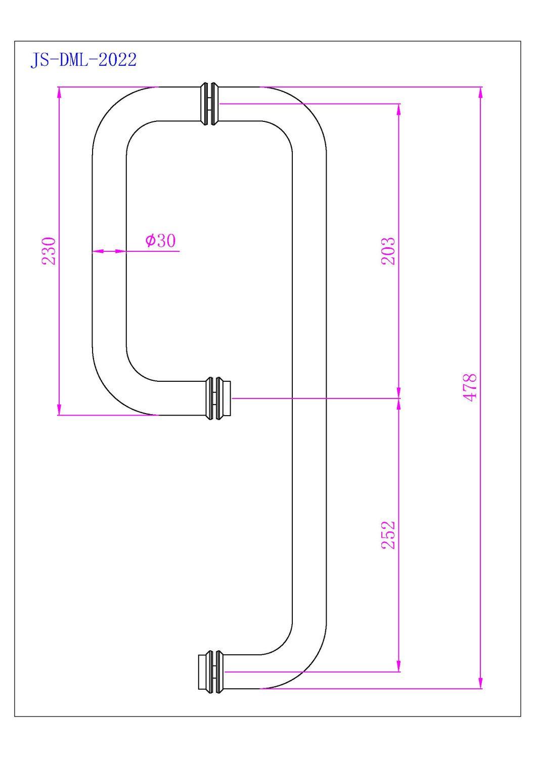 Brass Plated Tubular Stainless Steel 304 Pull Handle of Furniture Hardware for Glass Door