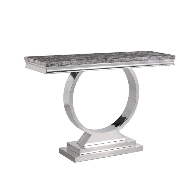 China Wholesale Professional Stainless Steel Furniture Metal Steel Console Table with Marble Top