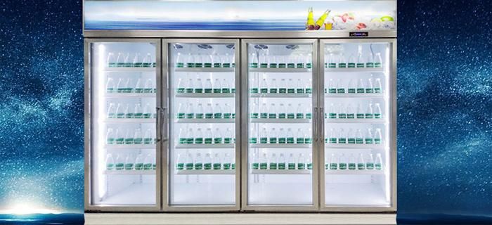 Luxury Beverage Refrigerator Showcase with 4 Doors Used Glass Door Display Chiller for Sale