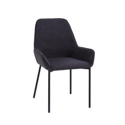 Dining Room Home Furniture Banquet Arm Velvet Fabric Dining Chair with Metal Legs