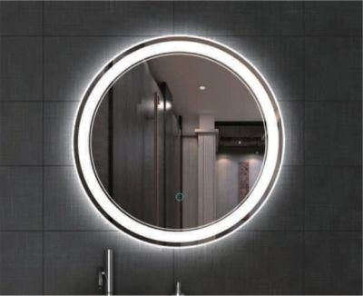 Hand Carved 600*60 Silver Mirror Glass Round French Mirror LED Bathroom Mirror