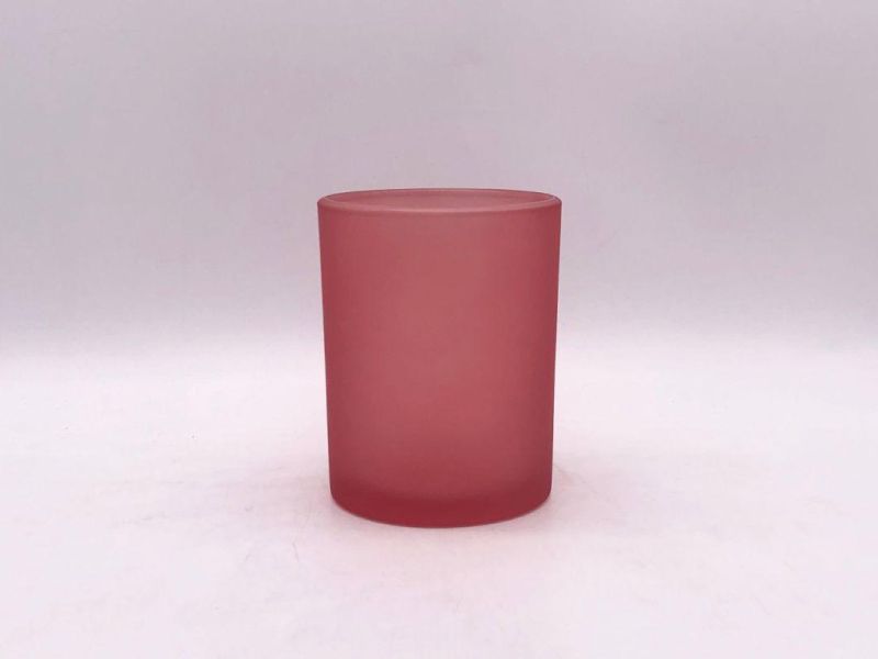 Frosted Glass Candle Holder with Customized Spray Color for Home Decoration