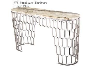 Stainless Steel Console Table with Nature Marble Top