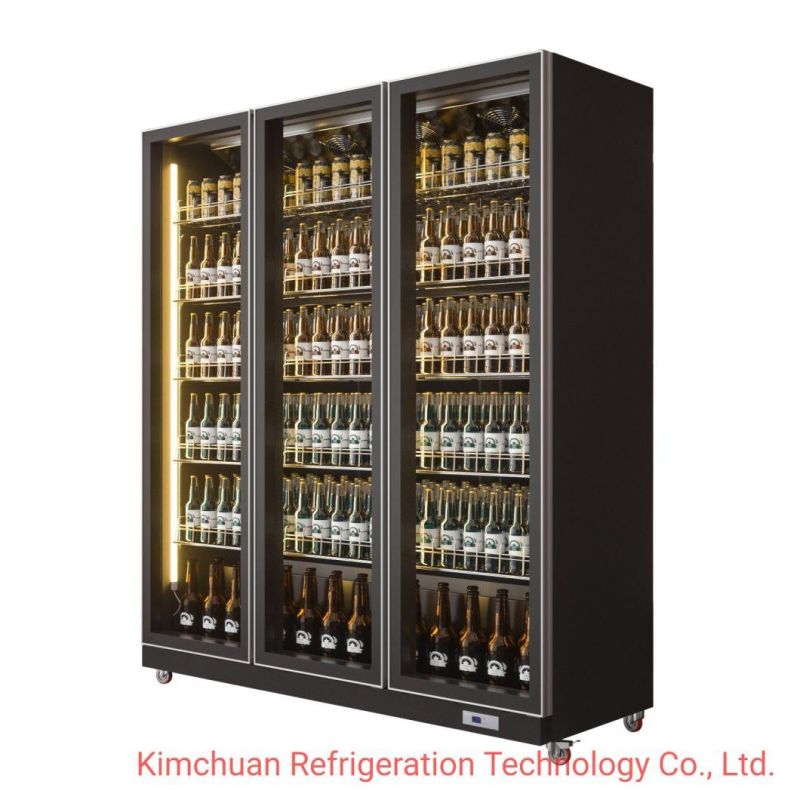 Casters Beer Tank Fridge Commercial Bar with Stereoscopic LEDs Freezer Wine Beverage Single-Door Refrigerated Display Cabinet