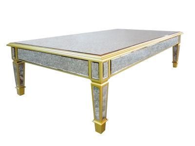 Simple Style Venetian Mirrored Living Room Furniture Glass Coffee Table