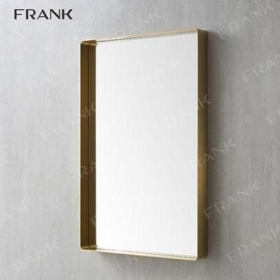 Bathroom Mirror Glass Metal Frame Custom Light and Storage