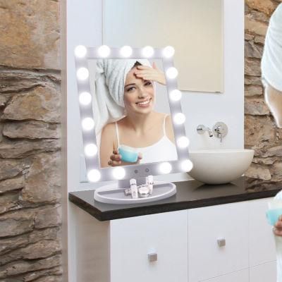 Home Decor Tabletop Dressing Table Makeup Vanity Hollywood Mirror with Light Bulbs