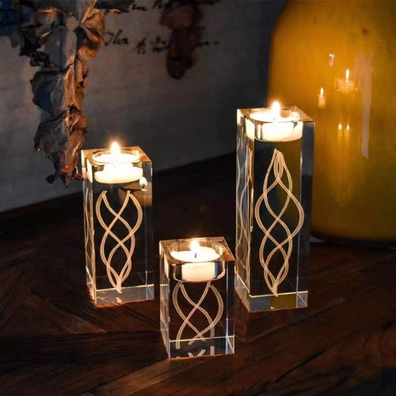 Wedding Dining Room Decoration Crystal Glass Candlelight Holder Candle Stand