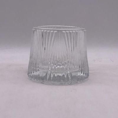 Clear Glass Candle Holder with Customized Spray Color for Decoration