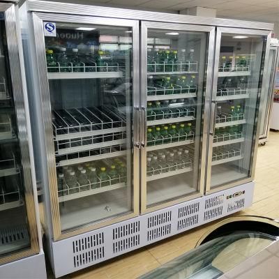 3 Glass Door Vertical Showcase Refrigerator for Wholesales