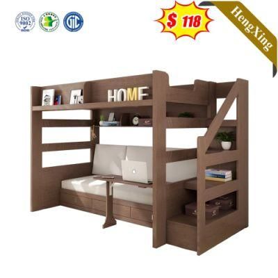 Wood Color School Home Bedroom Furniture Double-Deck Single Kids Beds