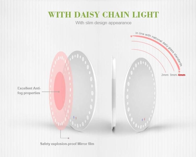 Home Dcor Round Smart Anti Fog Backlit Bath Mirror with LED