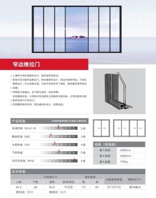 New Design Double Glazed Aluminum Profile for Sliding Narrow Glass Doors and Windows