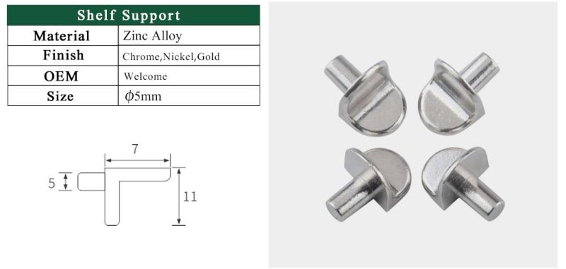 Zinc Alloy Metal Cabinet Glass Holder Furniture Angle Bracket Shelf Support Pins for Wardrobe