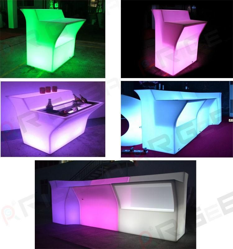 Rigeba High Quality LED Shinning Rechargeable Round Bar Counter Table for Club