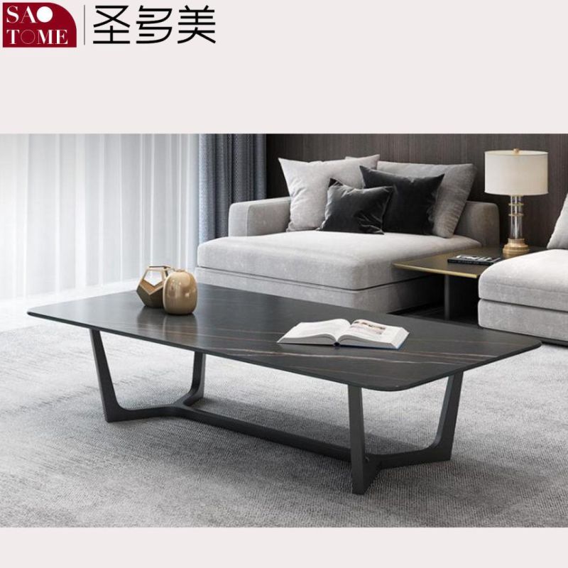 Modern Light Luxury Leisure Furniture Living Room Rectangular Countertop R Angle Craft Coffee Table