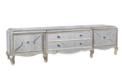 New Design HS Glass Crushed Diamond Glass Antique Sideboard with Mirror