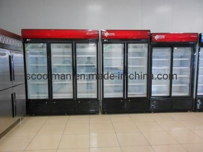 Glass Door Display Showcase Direct Cooling Beverage Upright Freezer
