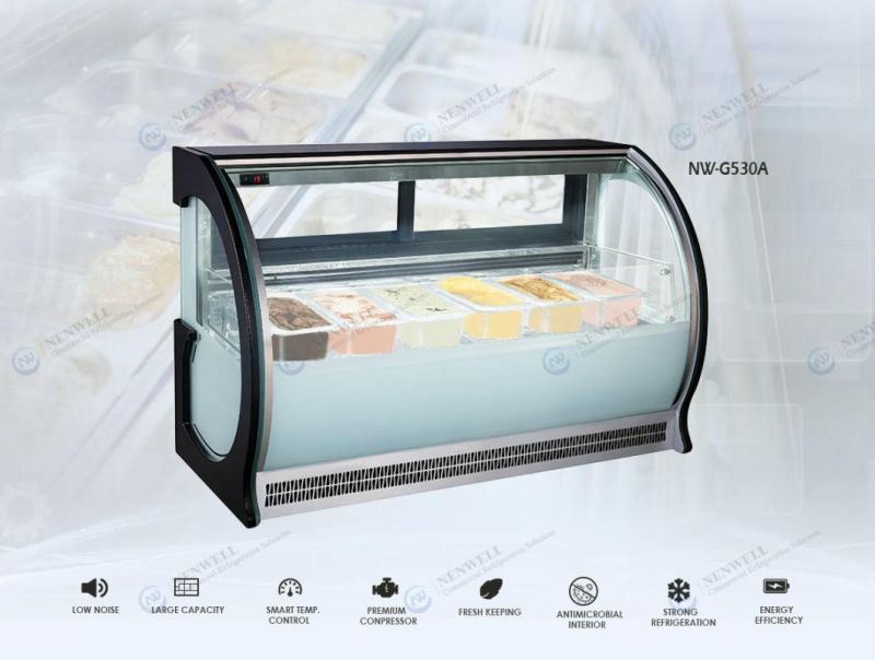 Ice Cream Counter Refrigerator Glass Door Freezer Showcase (NW-G530A)