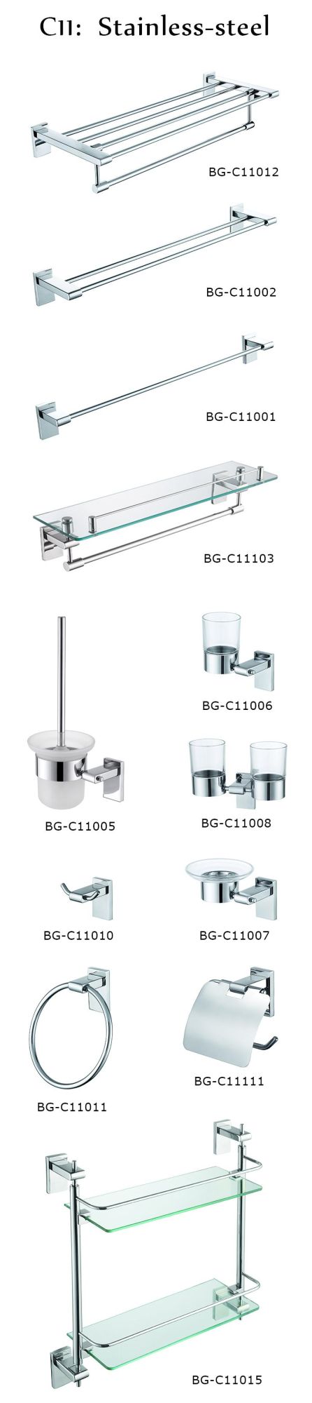 Single Glass Shelf for Bathroom Daily Convenient Usage (Bg-C11103)