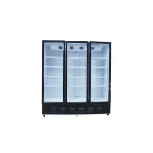 Large Capacity Three Doors Tempered Glass Supermarket Superstore Showcase