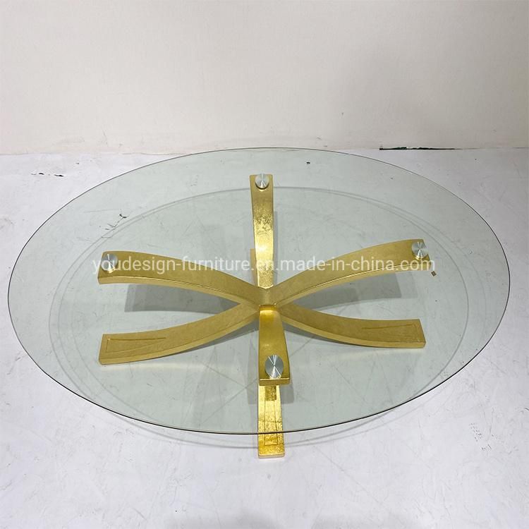 Living Room Coffee Tables Light Luxury Gold Outdoor Modern Nordic Oval Glass Coffee Table with Gold Legs Base