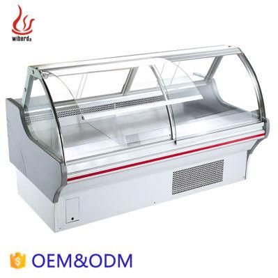 Fresh Meat Display Curved Glass Meat Showcase ]/Supermarket Refrigerator Showcase/Curved Glass Serve Over Cooler