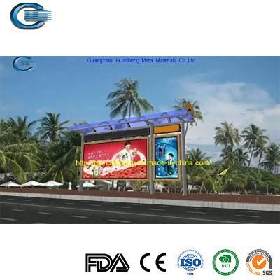 Huasheng Bus Stop Advertising Shelter China Metal Bus Stop Shelter Supplier Metal Furniture Bus Stop Waiting Chair Digital Display Bus Shelter