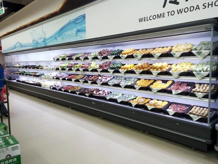 Remote Multidecks Open Chiller Cabinets for Supermarket Fresh Vegetable Drink