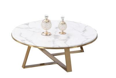 New Style Coffee Table Brushed Gold with Marble Top