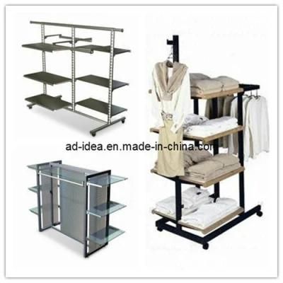 Garment Display Stand with 6 Glass Shelving Combination Shelves (AD-130718)
