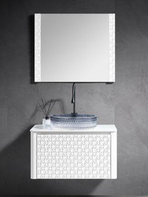 Modern Light Luxury PVC Bathroom Cabinet with Ultra-White Glass