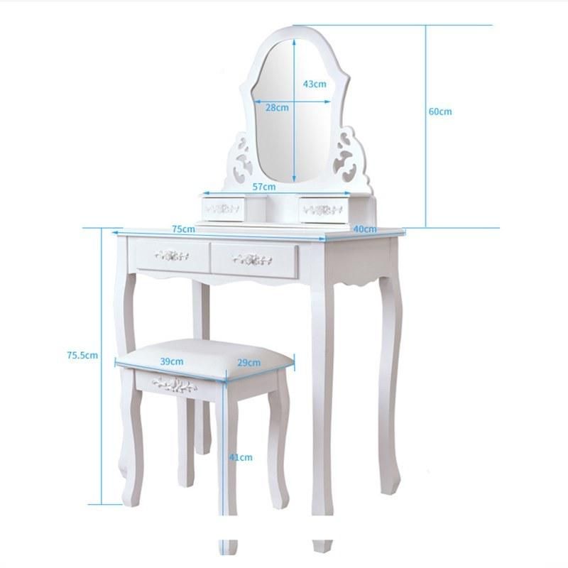 Dressing Table Modern Simple Solid Wood Dressing Table Table and Stool Combination Bedroom Small Apartment Vanity Mirror