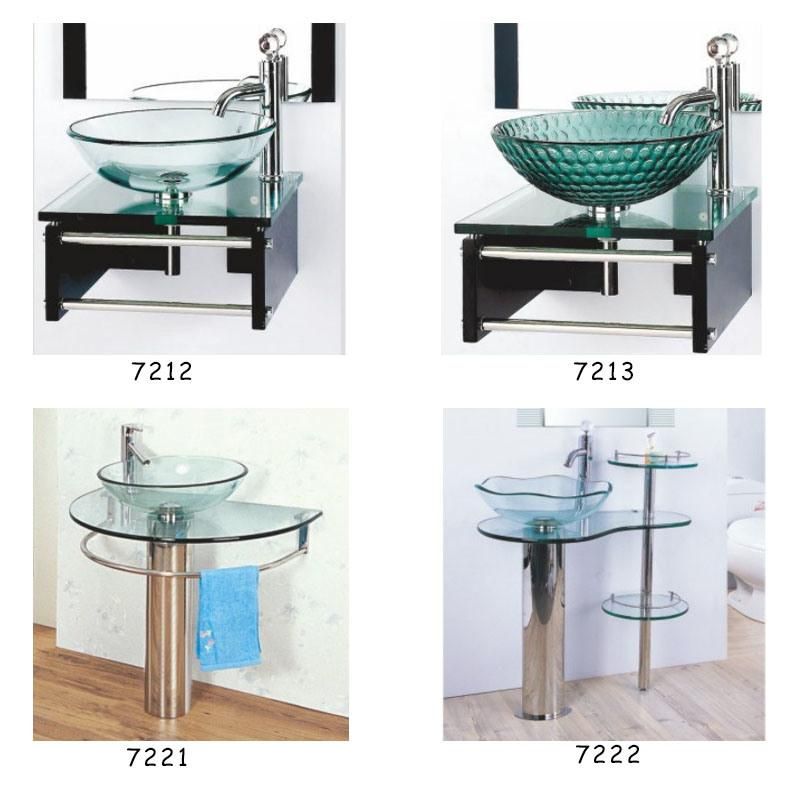 Modern Simple Style Bathroom Sink Vanity Wall-Mounted Glass Bathroom Cabinet